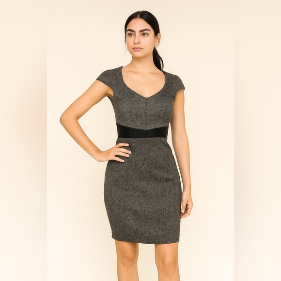 H&M Dresses & Skirts - H&M leather waist gray tweed cute dress 2 Small